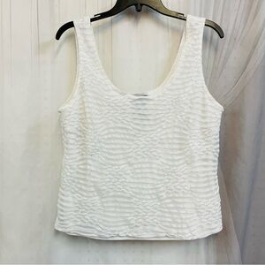 Vintage Elegant White Textured Tank Top Plus Size 18